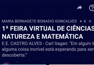 Alunos da região de Marília realizam a 1ª Feira Virtual de Ciências da Natureza e Matemática com a participação da comunidade