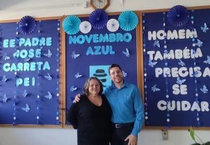 Painel sobre Novembro Azul em exposição na Diretoria de Ensino de Capivari